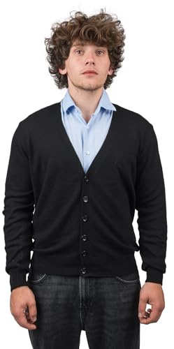DALLE PIANE CASHMERE Cardigan Uomo Misto Cashmere Lana - Nero, M