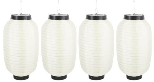Yardwe Waterproof Japanese Silk Lanterns 4-Pack Folding Decorative Lanterns for Outdoor and Indoor Use Ideal for Restaurants Sushi Bars Barbecue Shops 7.87X7.87X13.78 Inches