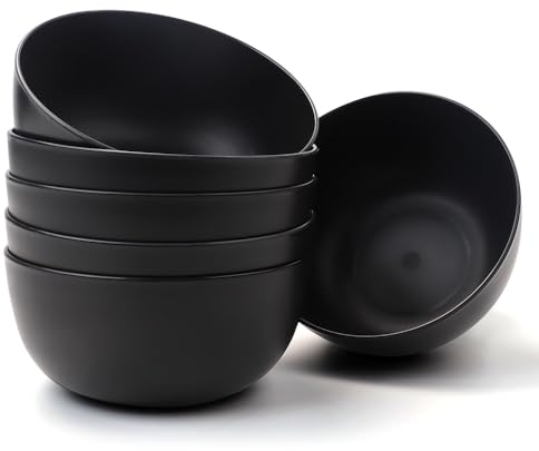 Bugucat Müslischalen Groß 6er Set 1400ML,Bowl Schüssel Suppenschüssel Bruchfeste Salatschale aus Kunststoff für Suppe Müsli Ramen Salat,Ramen Schüssel Schüssel Set für Grillpartys