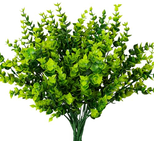 Nigirior 10 paquetes de plantas artificiales para exteriores, arbustos de boj falsos para macetas, jardín, terraza, decoración para ventana, jardín, oficina, patio, jardín, jardín, jardín, patio