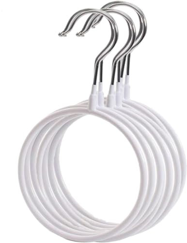 6pcs Belt Scarf Hangers for Closet Nonslip Metal Tie Rings Holder Organizer for Neckties, Shawls Scarves, Veils, Pashminas (White)