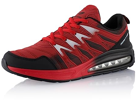 Fusskleidung® Damen Herren Sportschuhe Dämpfung Sneaker leichte Laufschuhe Rot Schwarz Weiss EU 49