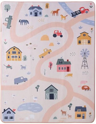 Hakuna Matte Wolkenweiche Spielmatte Baby 160x120x1,5cm – Kinderzimmer Teppich mit hochwertigem Memory-Schaum – Krabbelmatte Baby mit Rutschfester Unterseite – Autoteppich für Kinder, Straßenteppich