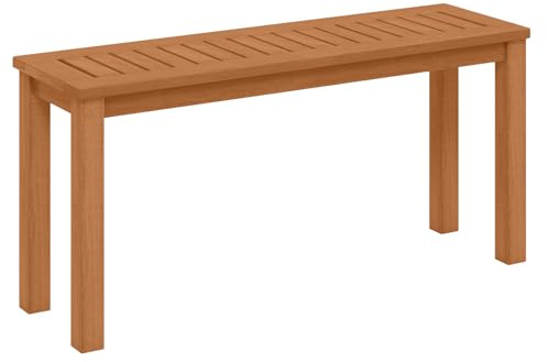 COSTWAY Panchina da Giardino in Legno Massello, Panca da Esterno Senza Schienale, Panca Capacità di 150 kg per Ingresso, Cortile e Balcone, 100 x 30 x 47 cm, Naturale