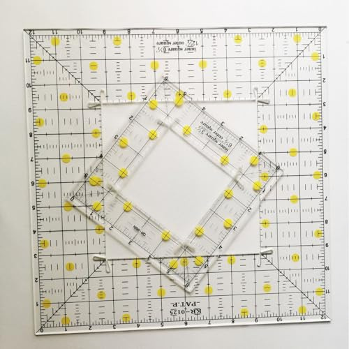 Quilt-Lineal-Set, Acryl, 15,2 cm und 30,5 cm, doppelquadratisch, Patchwork-Vorlagen zum Nähen, DIY-Kleidung und Basteln, unverzichtbare Werkzeuge für Präzisionsnähte, 2 Stück