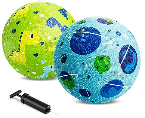Vastoy 6/8.5 Inches Playground Ball Set- Dodgeball for Kids Ages 3-12 | Kickballs with Pump, Outdoor Indoor Children Rubber Ball Games for School Backyard Garden Pool