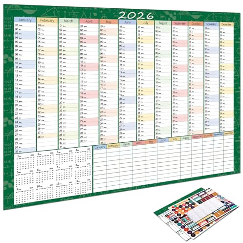 Calendrier Mural 2026 (74x52 cm) - Grand Calendrier 2025 2026 Format A2 - Agenda Annuel pour Planification