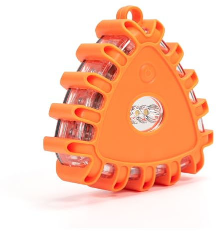 Luz LED giratoria, luz de advertencia con 9 modos de flash, funciona con pilas, luz de advertencia con imán y gancho, triángulo LED de advertencia, adecuada para diferentes situaciones de emergencia