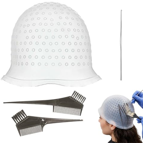 Androxeda Cuffia per Meches con Foro Perforato, Kit per Schiarire i Capelli, Set di Strumenti per Balayage, Per Acconciature e Styling a Casa
