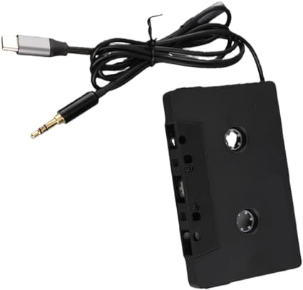 ASHATA Adattatore da Cassetta per Auto Ad AUX, Convertitore a Cassetta con Uscita a 4 con Cavo Ausiliario di Tipo C da 3,5 Mm per Stereo Universale per Vecchi Veicoli