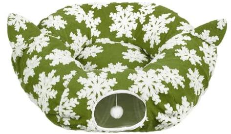 Tunnel Circulaire pour Chat Jupe De Sapin De Noël Antidérapante Et Pliable | Lit Donut Pour Chat D'Intérieur pour Animalerie Balcon Salon Intérieur Chiot Chien