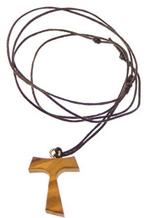 GTBITALY 10.446.90 LAC Collana con croce in tau di San Francesco d'Assisi, 3 cm, in legno di ulivo, simboleggia la pace e la comunione
