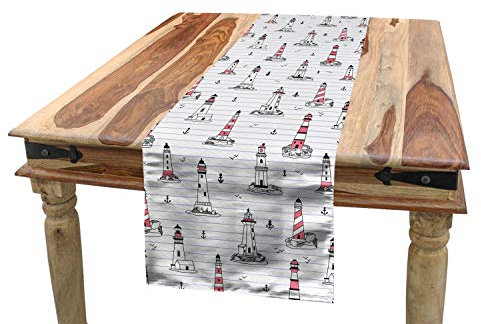 ABAKUHAUS Leuchtturm Tischläufer, Aqua-Notebook-Design, Esszimmer Küche Rechteckiger Dekorativer Tischläufer, 40 x 180 cm, Schwarz Lila