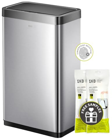 EKO Mirage X 80L Motion Sensor Bin, Large Automatic Touchless Stainless Steel Rubbish Bin with Soft-Close Lid, Hands-Free Smart for Kitchen, Home, Office, Commercial Use