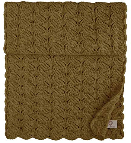 Linen & Cotton Luxus Hochwertiger Weich Wollschal/Schal Gestrickt Cenila für Damen -100% Reine Neuseeland Wolle, Braun (45 x 200cm) Tuch Halstuch, Damenschal Strick, Winterschal, Stola, Langschal