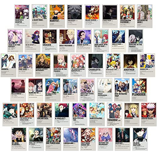 YongHang 50 stycken animeaffischset, estetiska bilder, anime, vägg, collage, konst, affisch, anime-dekoration för rum, vardagsrum, studenthem, sovrum