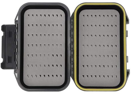 Scatola portatile per esche da pesca a mosca, scatola impermeabile per esche artificiali per pesca a mosca a doppio strato Organizzazione di accessori per la pesca in nero