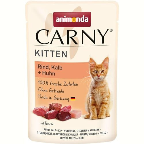 Animonda Cat Portionsbeutel Carny Kitten Rind, Kalb + Huhn 85g (Menge: 12 je Bestelleinheit)