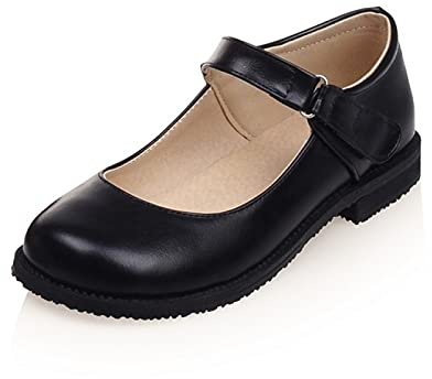 Zapatos planos de bailarina elegantes cerrados con hebilla de tobillo Mary Jane para mujer, Black, 34 EU