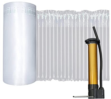 FVIEXE 13.7 Inch x 164 Feet Bubble Cushioning Wrap Roll, Large Bubble Air Bubbles for Packaging Moving Shipping Delivering with Free Pump, Inflatable Air Column Bubble Bag Wine Bottle Protector