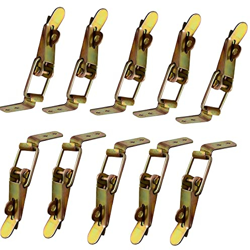 10 Pièces Levier fermé et crochet, Fermeture à Ressort Loquet en Acier,Fermeture à Levier et Crochet pour Boîtes, Tiroirs, Armoires