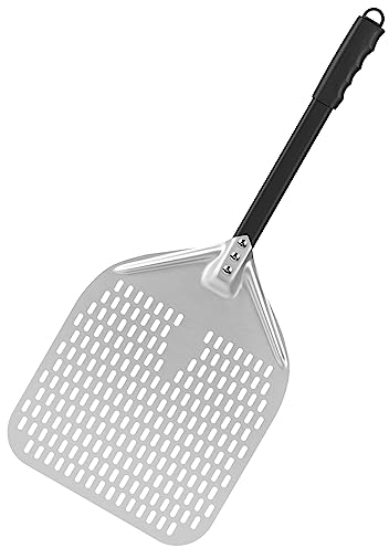 testyu Pizzaschieber Perforierter 12 Zoll, Pizza Paddle, Eloxierte Aluminium Pizzaschaufel mit Abnehmbarem Griff Perfekt für Pizza, Hausgemachtes und Brotliebhaber