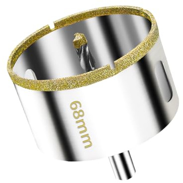 Meccion 68mm Sierra Perforadora de Diamante con Broca de Centro Piloto, Broca de Diamante para Azulejos, Porcelana, Vidrio, Mármol, Cerámica