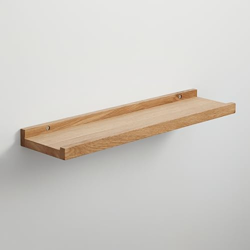 BestLoft.de Bilderleiste Holzregal Wand Regal Bilderleiste Eiche Floating Shelf Flur Regal Holz Deko Wand Wandregal Holz massiv (Eiche Hell, Breite: 80cm / Tiefe: 15cm)