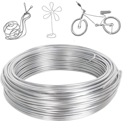 2mmx30m Basteldraht, Silber Biegsam Handwerk Metalldraht Aluminiumdrah, Weicher & Biegsamer Draht, Aluminium Basteldraht Schmuck Modellierdraht, für Schmuck, DIY Dekoteile, Bonsai-Bäume
