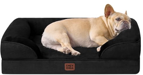 EHEYCIGA Panier Petit Chien Orthopedique, Memoire de Forme Lit pour Chien Dehoussable Lavable, Canapé Chiens Dehoussable Imperméable, Noir