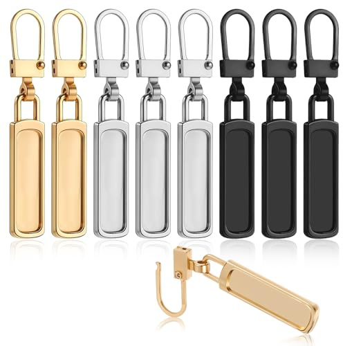 9 PCS Zip Puller Replacement, Metal Zip Repair Puller, Removable Zip Replacement Puller for Clothes Purse Handbags Backpacks Suitcase Luggage