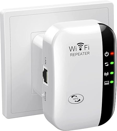 Repetidor WiFi Potente 300Mbps Amplificador WiFi Potente 2.4GHz WiFi Range Booster WiFi Repetidor Extensor Inalámbrico con Puerto Ethernet, WiFi Extender WiFi Booster, RJ45, Protección WPS