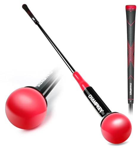 CHAMPKEY Golf Swing Trainer - Tempo and Flexibility Training Aids Warm-Up Stick Ideal for Golf Indoor & Outdoor Practice (Red, 40 Inches)