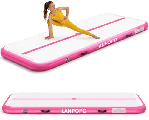 Airtrack Gymnastikmatte – Aufblasbare Turnmatte 2M/3M/4M/5M in Pink, Luftdicht, Weich Aber Stabil, Einfach Aufzubauen & zu Verstauen – Für Kinder, Zuhause, Yoga, Cheerleading & Wasserspaß