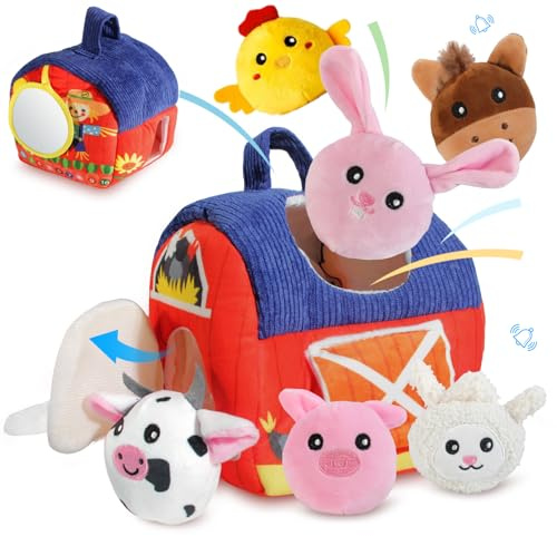 Aevorant Giocattoli Bebè, Per Oltre 6 Mesi, Animali Da Fattoria E Sensoriali Bebè, Con Cascina, Animali, Specchio — Giochi Educativi Bambini E Motricità, Regalo Perfetto per Il Bebe