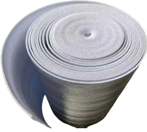 FORRTY Aislamiento Reflectante De Espuma, Rollo Aislante Aluminio, Barrera Térmica EPE 3mm, Con O Sin Adhesivo, Protector Térmico for Ventanas, Garaje, Conductos HVAC(Non-Adhesive,0.4X10M)