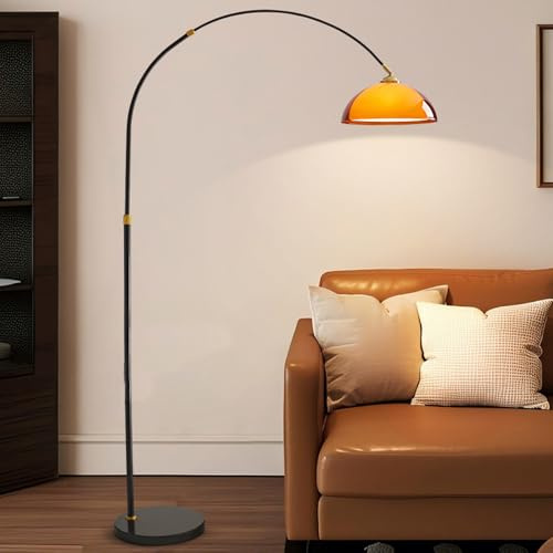 KlkrzJwy Lámpara De Pie De Arco De 70,9 Estilo Mid Century, Color Naranja. Lámpara De Pie Tipo Globo De Acrílico Con Casquillo E26, Cuerpo De Hierro Regulable. Ideal Para Sala De Estar O Dormitorio.