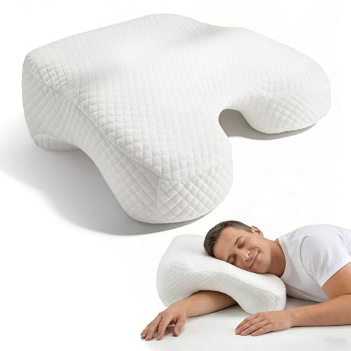 Eirolace Seitenschläferkissen mit Armloch, 2-in-1 Ergonomisches Nackenkissen Kopfkissen, Memory Foam Kissen mit 3 Armöffnungen für Nacken, Seiten, Rücken und Bauchschläfer