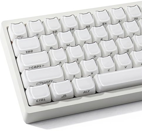 Hyekic kristallgelékattformade tangenter, 119 tangenter genomskinliga söta vita sidor tryckta tangenter mao profiler anpassad keycap för 61/68/84/87/98/100 Cherry Gateron MX-swithes mekaniskt