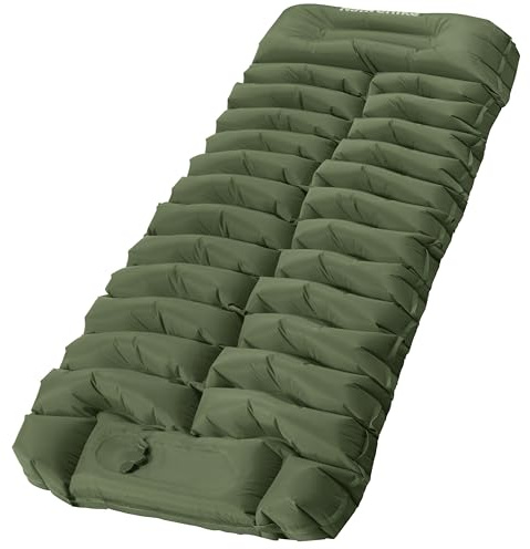 Naturehike Colchoneta aislante para camping, ultraligera, colchón de aire con bomba de pie, bomba de aire integrada es fácil de inflar, adecuada para tiendas de senderismo, nivel de entrada (verde