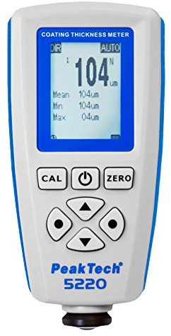 PeakTech Profi- Schichtdickenmessgerät/ Ultraschall Schichtdickenmesser mit USB für Auto Lack, (Fe und Non-Fe) Metall wie Zink, Gold, Stahl und Aluminium, 1 Stück, P 5220