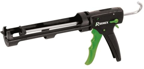 Ribimex Pistola per Silicone e Sigillanti Professionale Serie Pro, in Plastica Leggera e Resistente, Adatta a Mastice, Acrilico, Poliuretano e Colla, Sistema Anti-Goccia, Accessori Inclusi - PRPSMCPRO