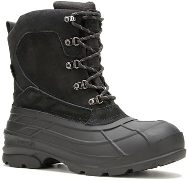 Kamik Fargo 2 Wide Snow Boots for Men - Insulated Winter Shoes for Men with HEAT-MX Lining - Seam-Sealed Waterproof Mens Winter Boots - Non-Slip Traction - Black - 10