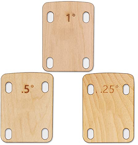 SAVITA 3 Stück Gitarren Hals Shim, Massives Ahornholz Gitarrenhals Unterlegscheibe Schutz 0,25, 0,5 und 1 Grad Gitarrenhalsplatte Werkzeug für Gitarre Bass Reparatur