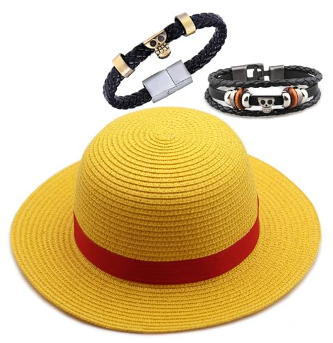 YouU Straw Hat Anime Jewelry Rufy Bracelets Summer Outdoor Travel Cosplay Costumes accessories3 pcs