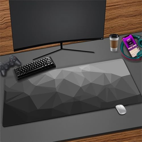 Tapis de Souris Gaming XXL Géométrie Noire, 1000x500mm Grand Tapis de Souris, Tapis de Souris Antidérapant Surface Spéciale Améliore Précision et Vitesse, pour Gamer Ordinateur PC