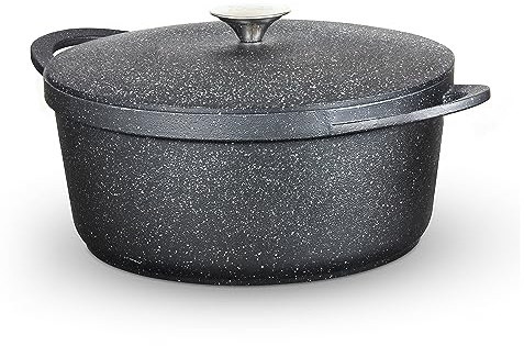 Tower Precision Casserole Pot with Aluminium Lid, Lightweight Cast Aluminium, 28cm, Black, T900192