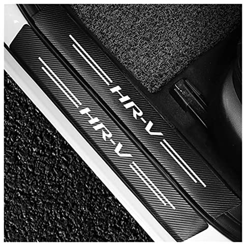 JYMLOV 4PCS Car Door Sill Protector for Ho-nda HR-V HRV HR V Accessories, Carbon Fiber Threshold Protective Sticker Scuff Kick Plates Protection Film Styling Decorative Strips,Black