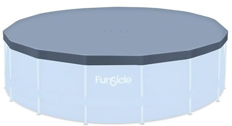 Funsicle Bâche de Piscine Hors Sol Ronde de 4,6 m, Cordon de Serrage réglable Facile à Utiliser, Comprend des Trous de Drainage, Convient aux piscines Hors Sol Rondes de 4,57 m – Gris