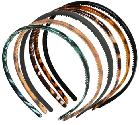 UILYNIU 6 Piezas Diademas de Plástico, Unisex Cinta de Pelo Antideslizante, Banda de Pelo con Dientes, Liso Diademas de Plástico, Accesorios de Pelo para Correr, Baño y Maquillaje (Multicolor)